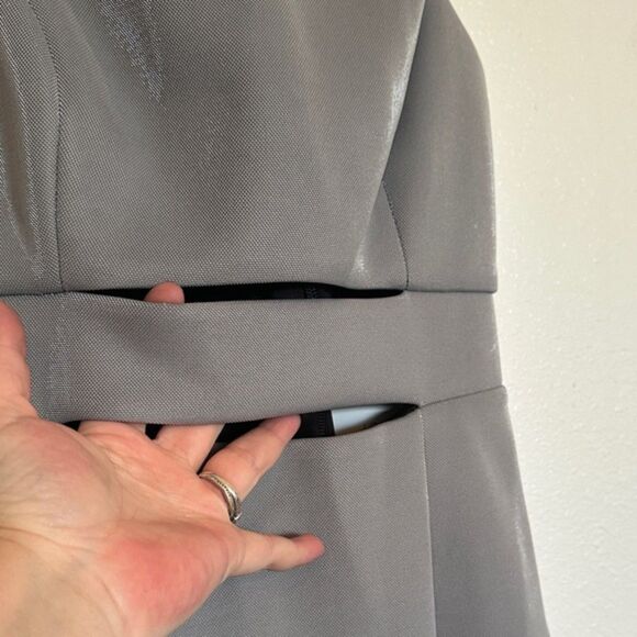 BCBGeneration Cutout Strappy Bodycon Dress Womens Size 4 Mini Shimmer Grey NWT - Picture 4 of 16